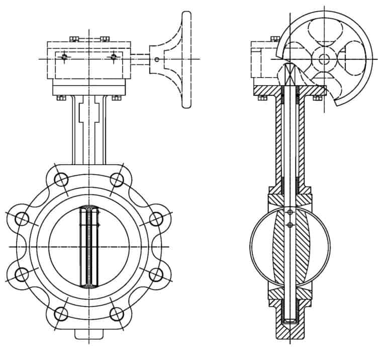 Válvula de mariposa concéntrica tipo Lug