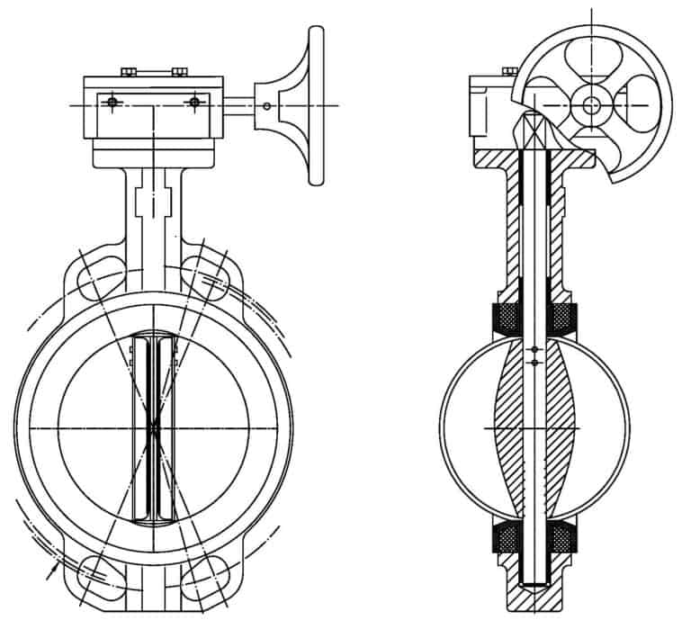 Válvula de mariposa concéntrica tipo wafer