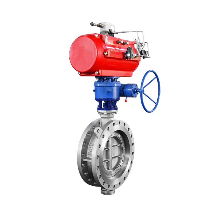 Triple offset butterfly valve with pneumatic actuator